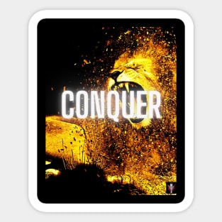 Conquer Motivational Lion Pop Art Sticker